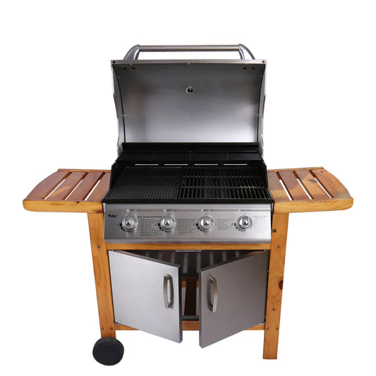 High-Durability Large Capacity Gas BBQ Grill for Household and Garden Parties - Portable Outdoor Iron Black Propane Barbecue