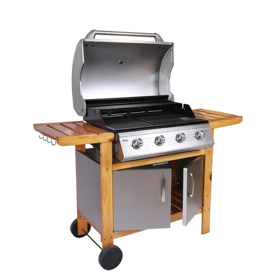 High-Durability Large Capacity Gas BBQ Grill for Household and Garden Parties - Portable Outdoor Iron Black Propane Barbecue